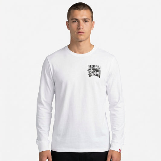 Element Herren Longsleeve SOUNDSYSTEM LS (Optic White)